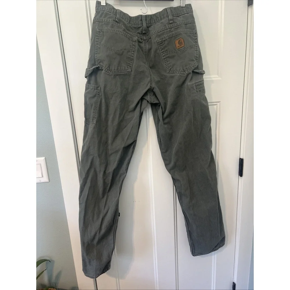 Carhartt Loose Original Fit Canvas Carpenter Utility Pants Gray 34x36 - Picture 7 of 8